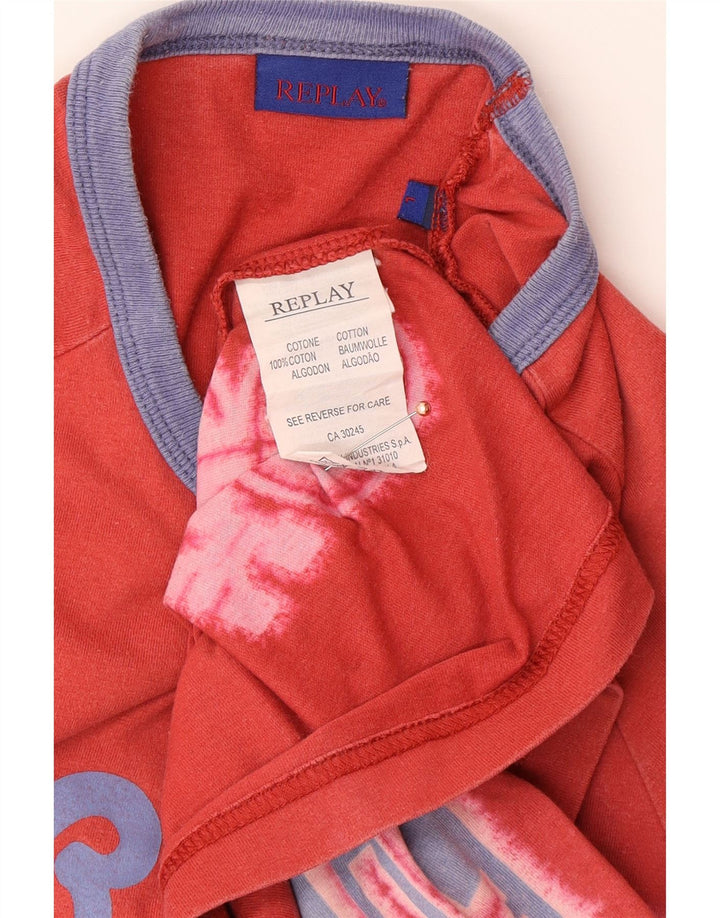 REPLAY Herre Grafisk T-Shirt Top Stor Rød Bomuld