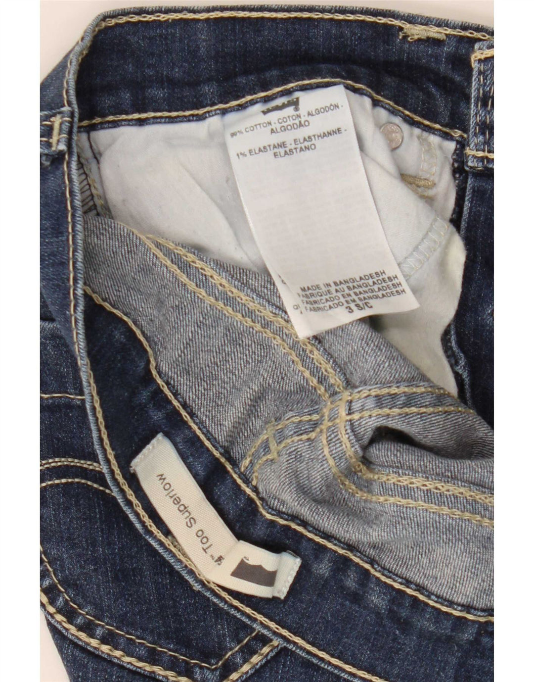 Levi's Womens 524 Super Low denimshorts US 3 Small W26 Marineblå Bomuld