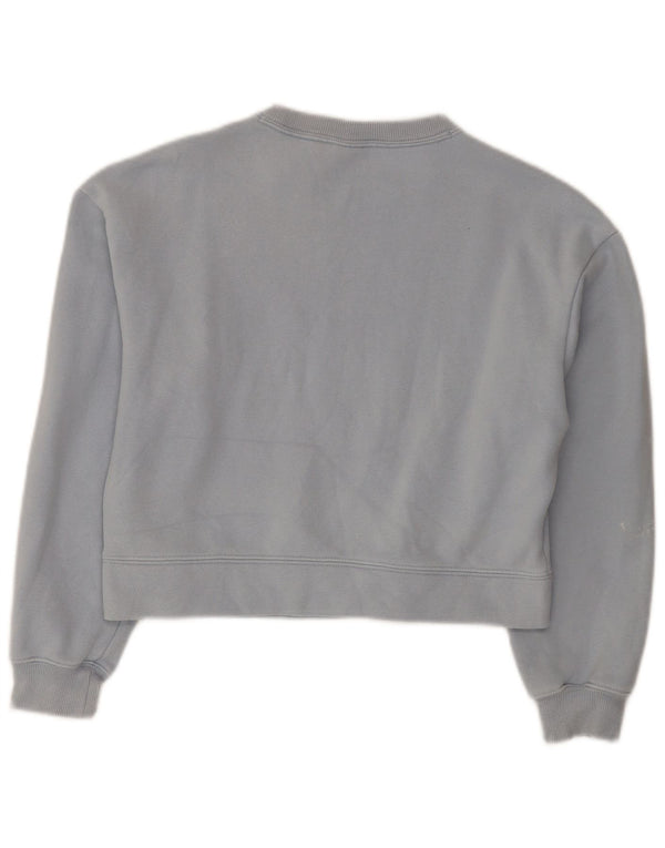 Puma Womens Crop Loose Fit Sweatshirt Jumper UK 6 XS Blå Bomuld