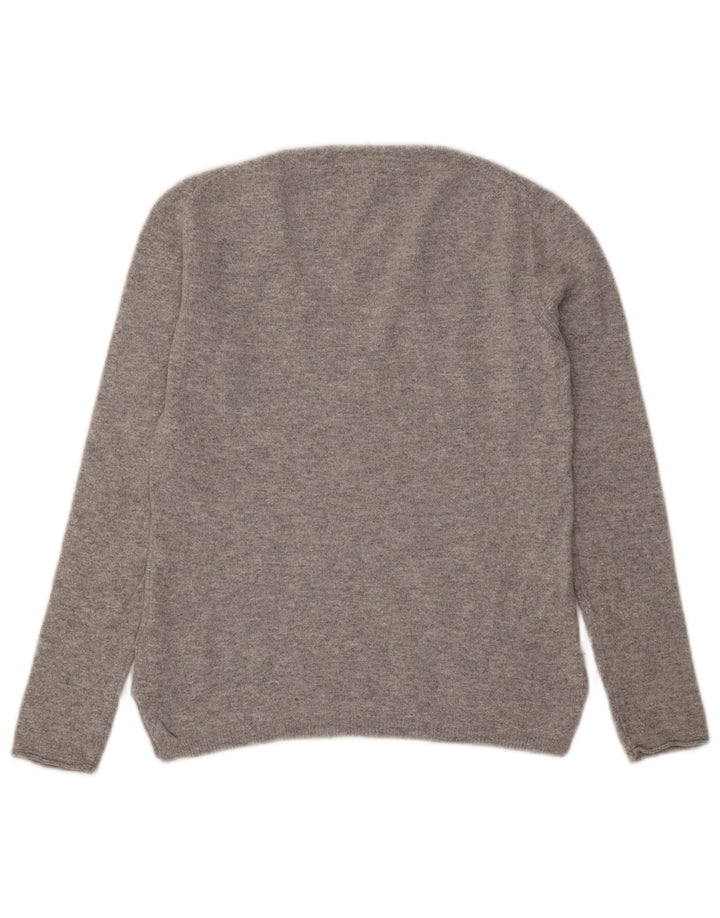 MASSIMO DUTTI Dame V-hals sweater UK 10 Small Grey Flecked