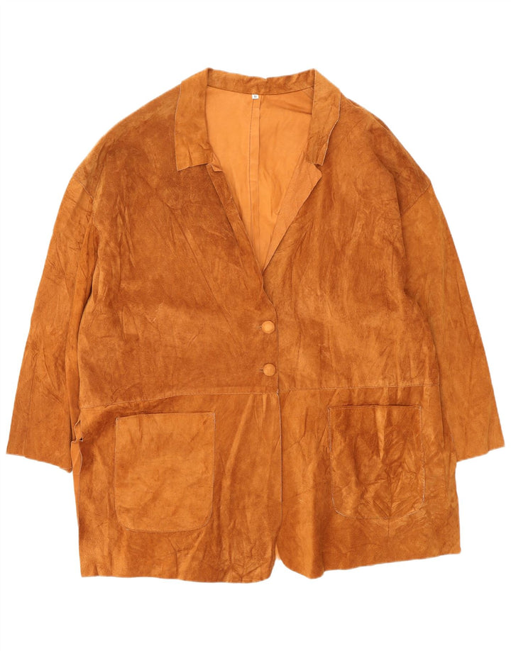 VINTAGE Dame Oversized ruskindsfrakke UK 14 Medium Brown Læder