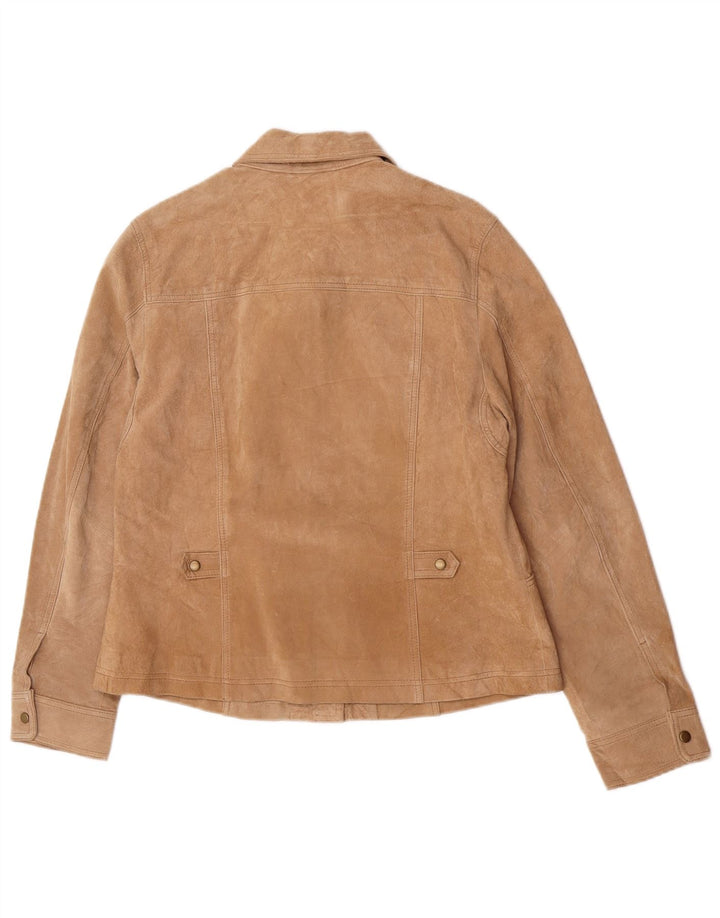 Coldwater Creek Dame Ruskindsjakke UK 16 Stor Brun Læder