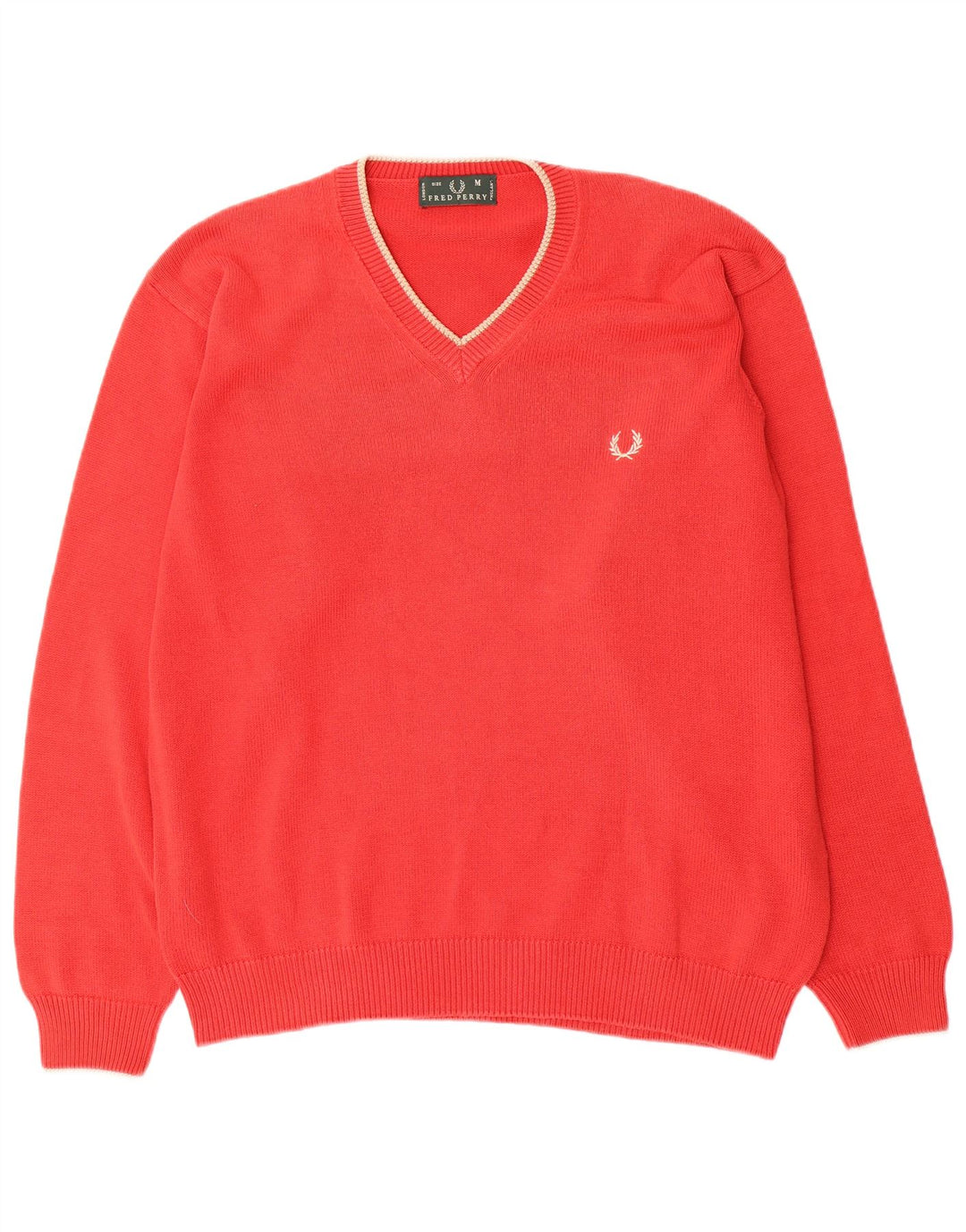 FRED PERRY Herre V-hals sweater Medium Rød Bomuld