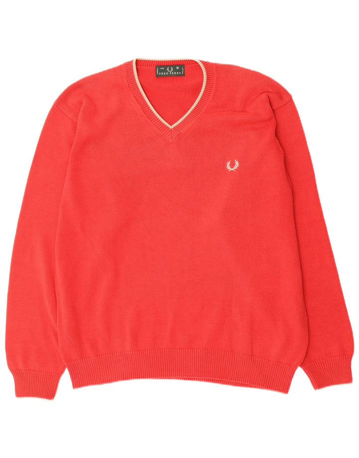 FRED PERRY Herre V-hals sweater Medium Rød Bomuld