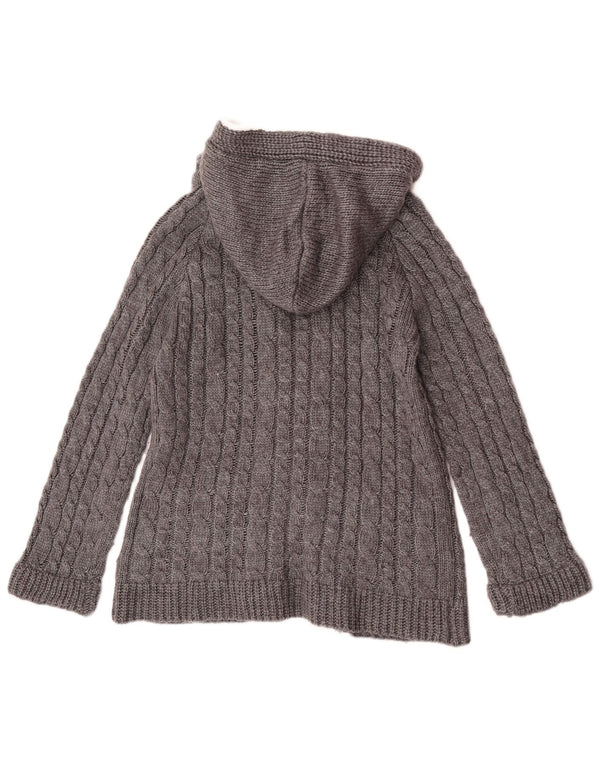 Zara Dame Hooded Duffle Cardigan Sweater UK 14 Large Grå Akryl