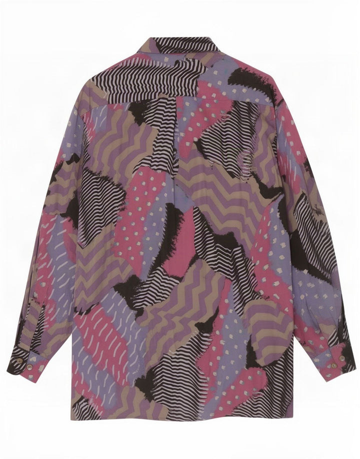Vintage herre abstrakt mønster skjorte størrelse 40 Medium flerfarvet viskose