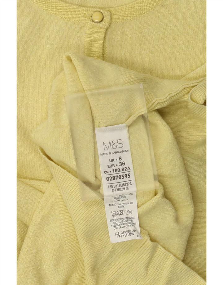 Marks & Spencer Dame Cardigan Sweater UK 8 Small Yellow Viscose