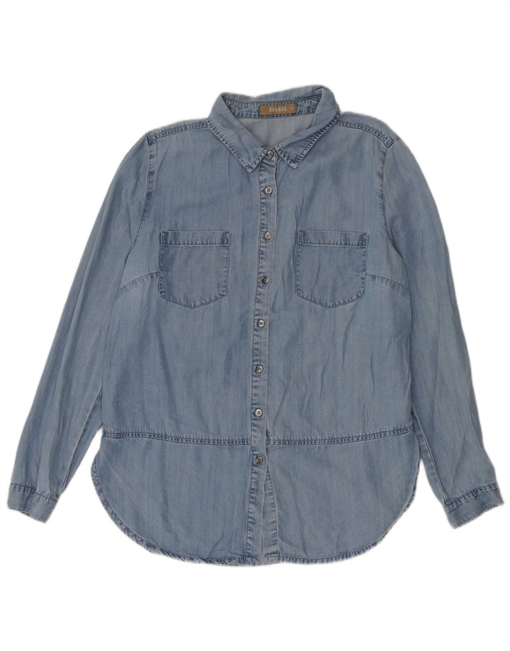 OASIS Dame Denim Shirt UK 14 Large Blue Lyocell