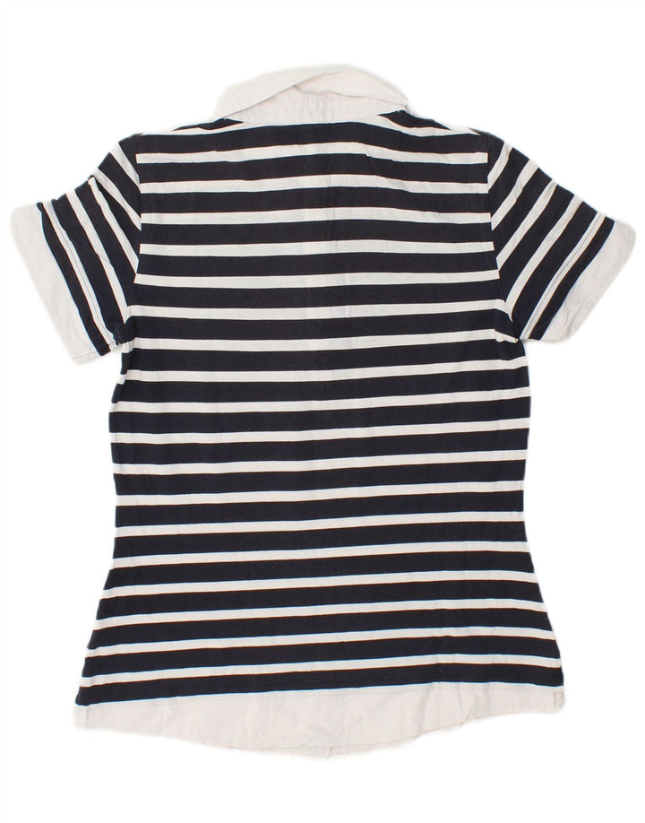 GANT Dame Polo Shirt UK 14 Stor marineblå stribet bomuld