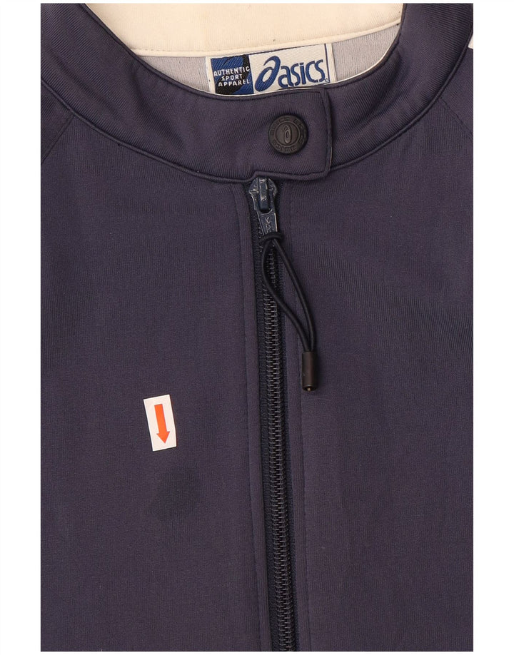 ASICS Womens Full Tracksuit UK 14 Medium  Navy Blue Colourblock Polyamide