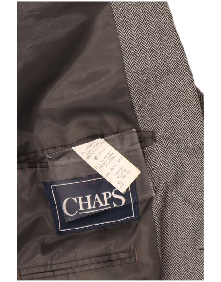 CHAPS Mens 2 Button Blazer Jacket IT 42 XL Grey Herringbone Rayon