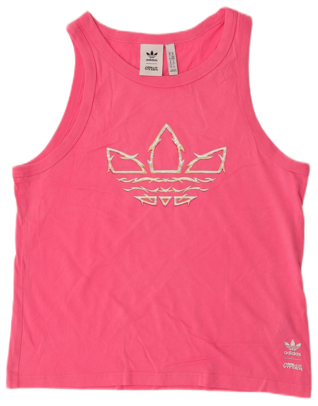 Adidas Dame Pabllo Vittar Grafisk Vest Top UK 14 Medium Pink Bomuld