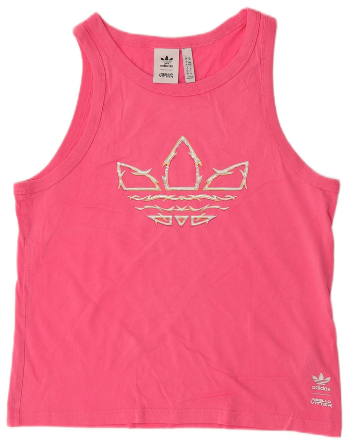 Adidas Dame Pabllo Vittar Grafisk Vest Top UK 14 Medium Pink Bomuld