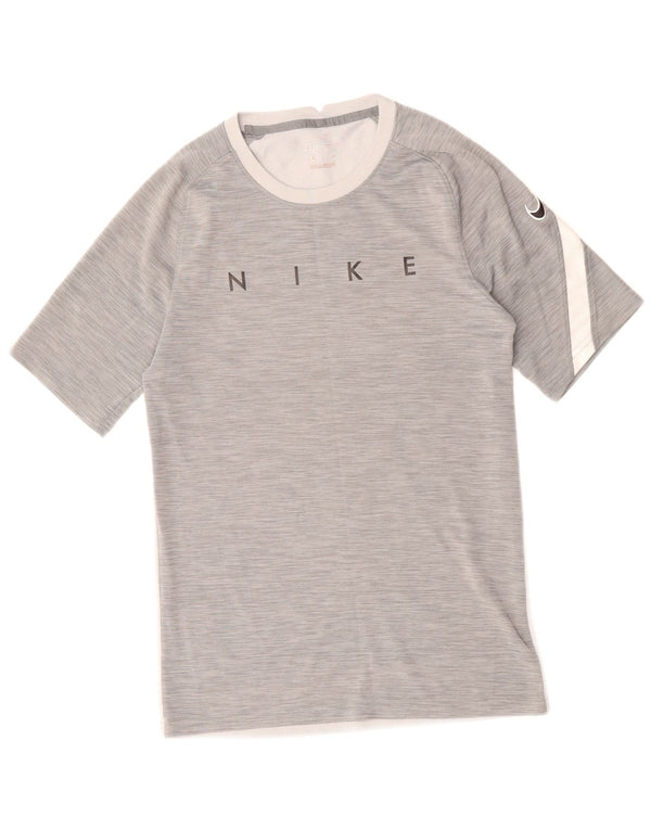NIKE Herre Dri Fit grafisk T-shirt Top Lille grå Colourblock Polyester
