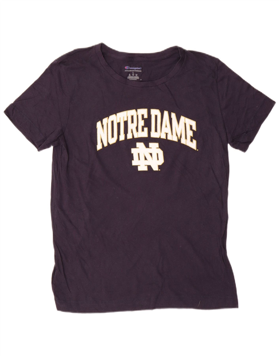 Champion Kvinder Notre Dame grafisk T-shirt top UK 16 Stor marineblå bomuld