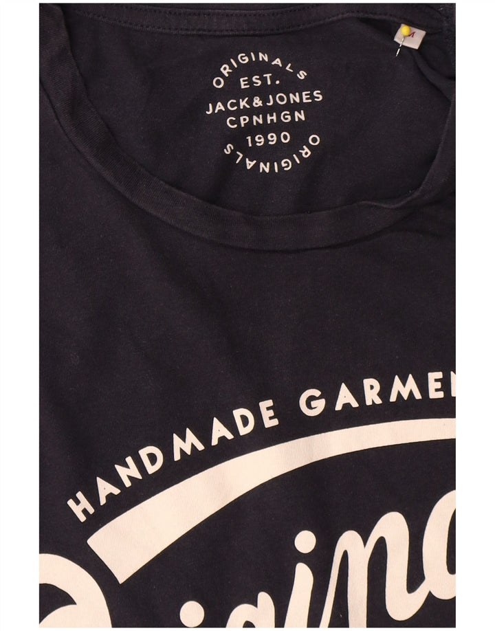 Jack & Jones Herre grafisk T-shirt Top Medium Marineblå Bomuld