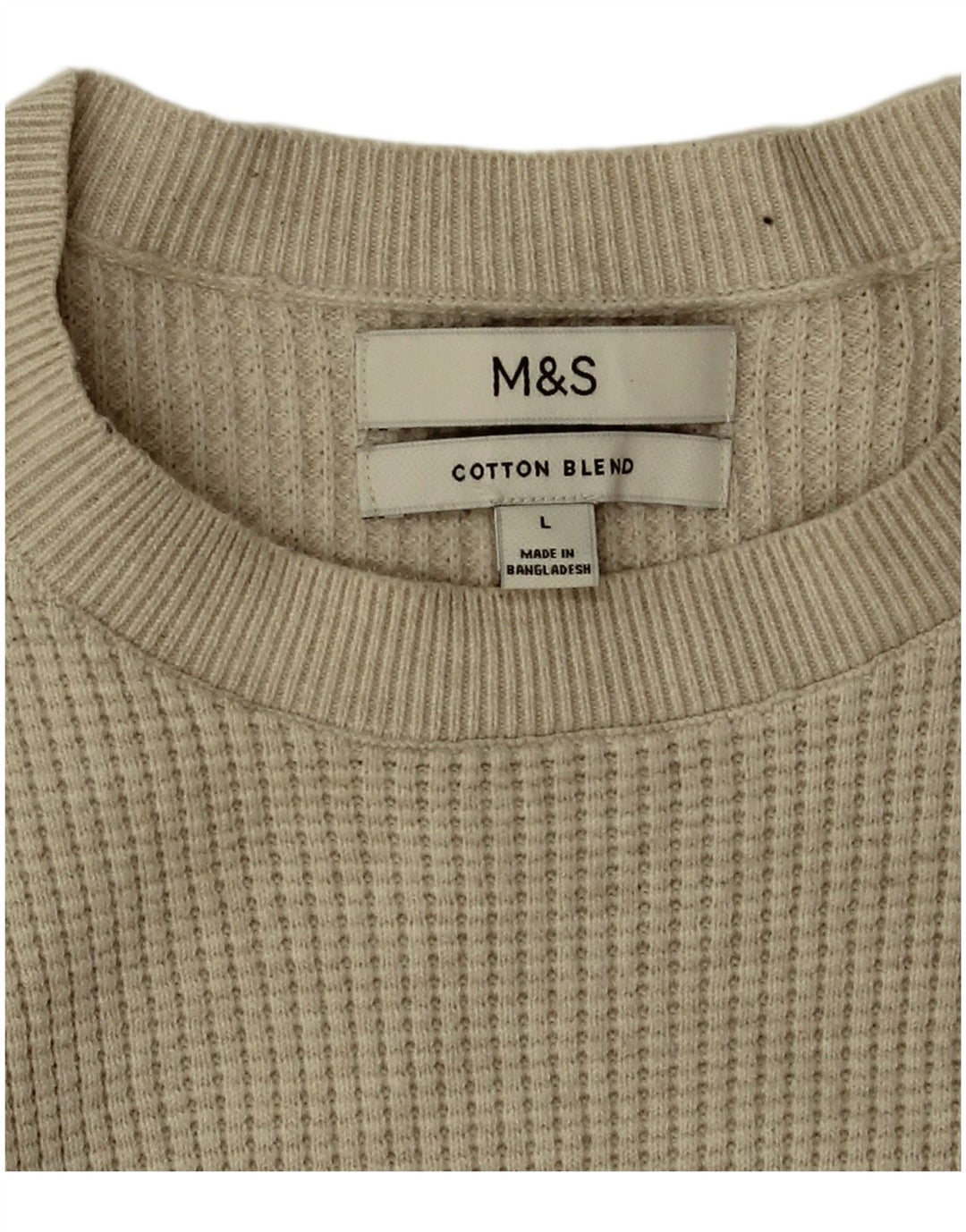Marks & Spencer Herre sweater med rund hals, stor beige polyester