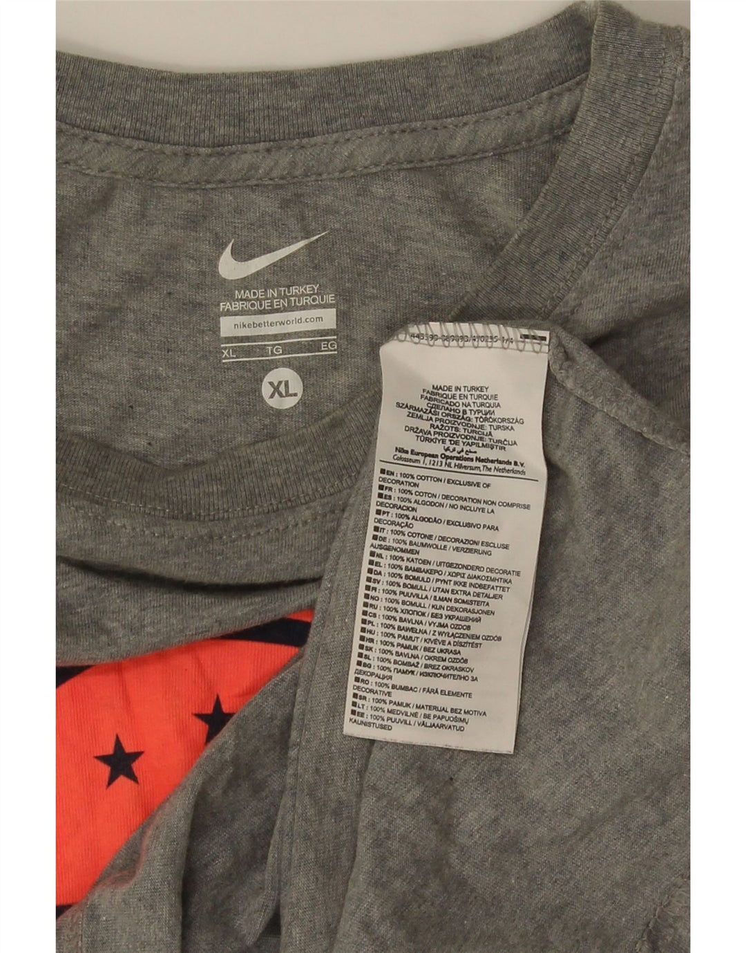 NIKE Grafisk T-shirt top til mænd XL Grå bomuld