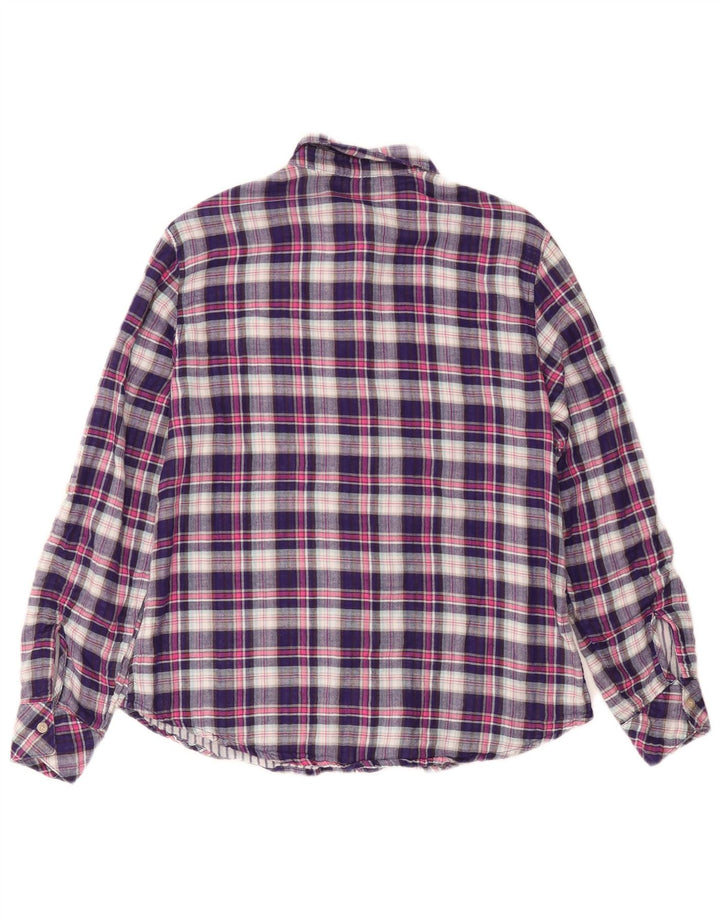 LEE Womens Riders Flannel Shirt UK 14 Medium Purple Ternet Bomuld