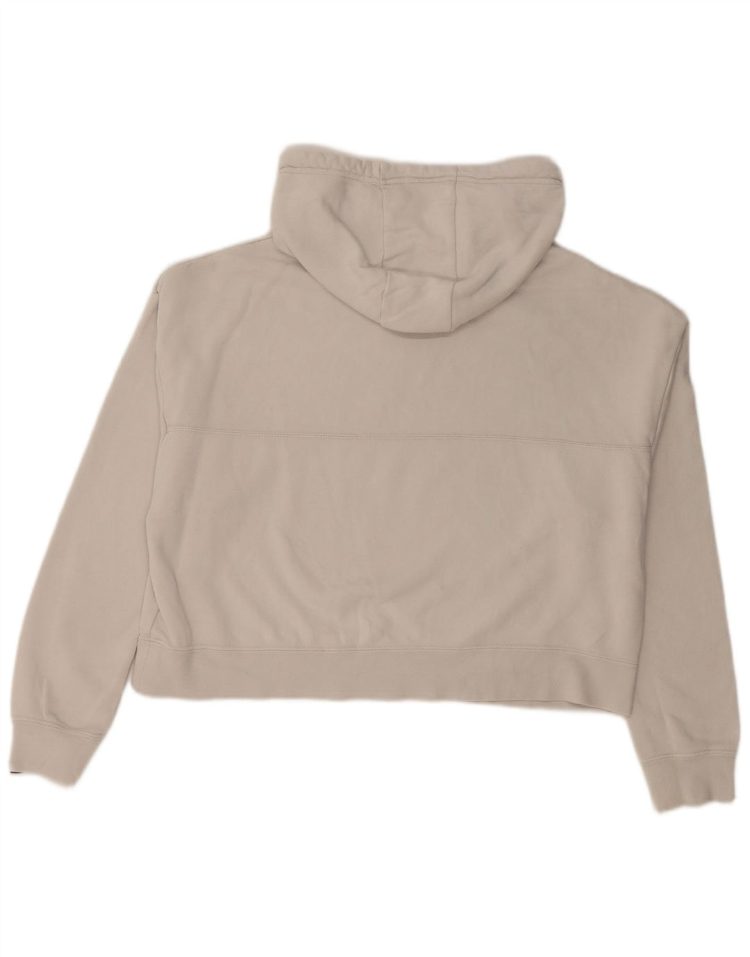 NIKE Dame Crop Graphic Hoodie Jumper UK 14 Medium Grey Bomuld