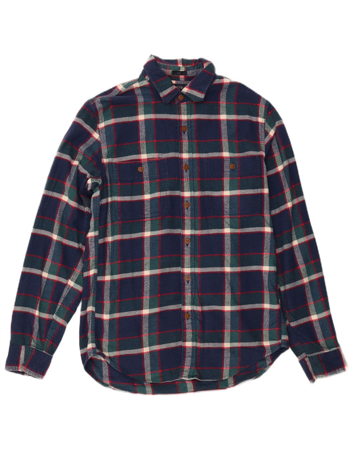 J. CREW Slim flannelskjorte til mænd, lille marineblå ternet bomuld