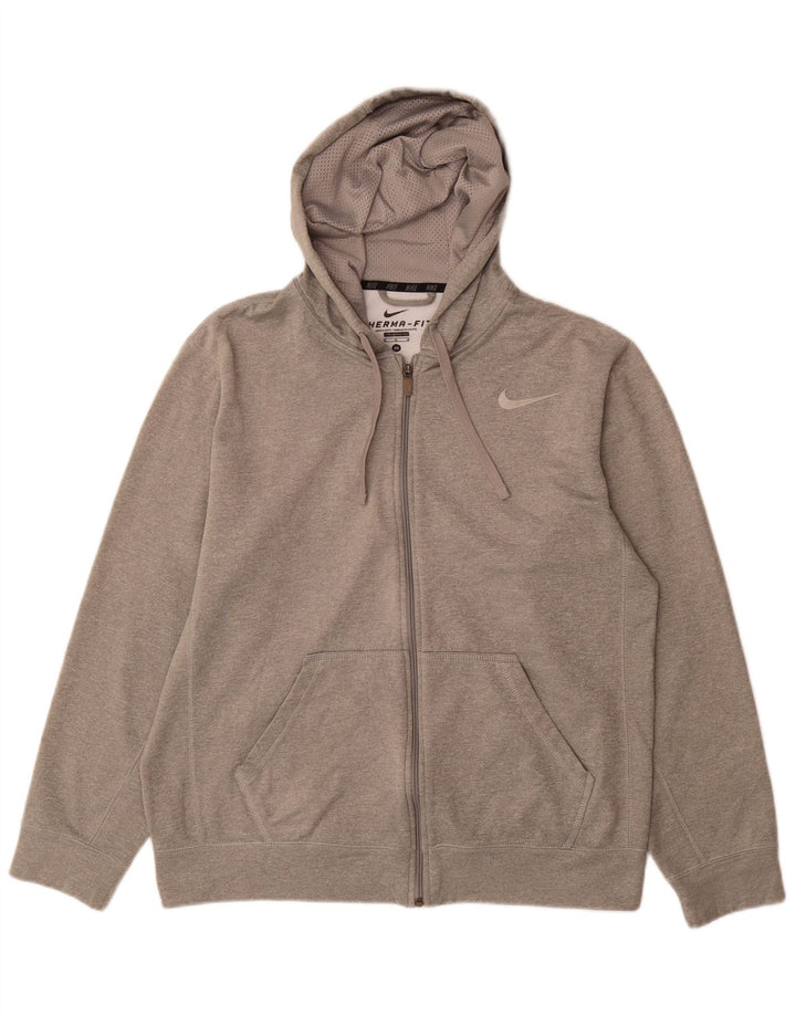 Nike Herre Therma-Fit Hættetrøje med lynlås mellemgrå polyester