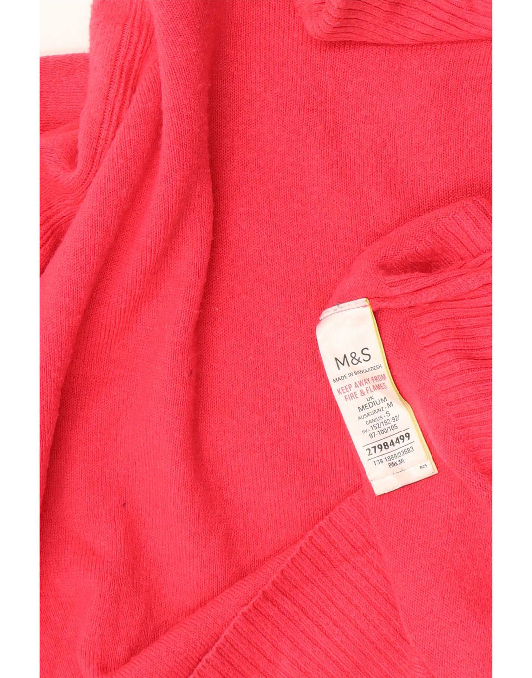 Marks & Spencer Dame Rullehals Sweater UK 14 Medium Pink Akryl