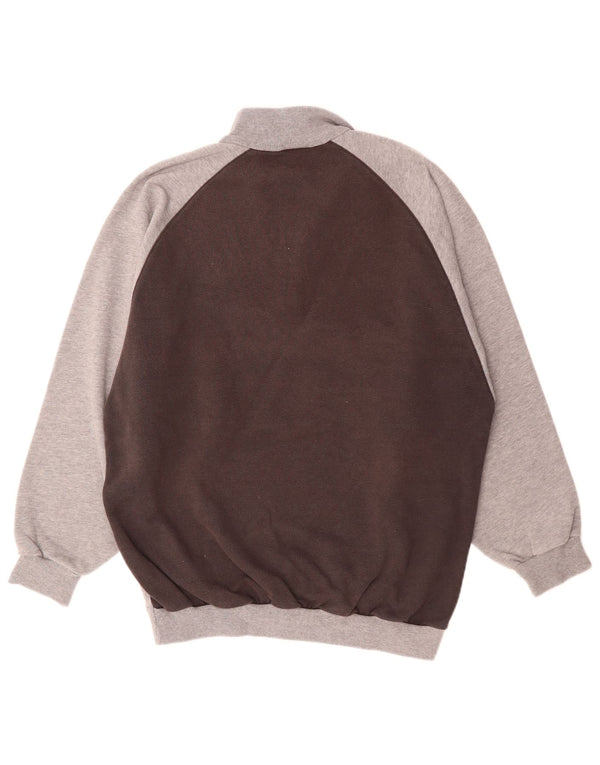 Adidas Mens Zip Neck Sweatshirt Jumper UK 38/40 Medium Grey Colourblock