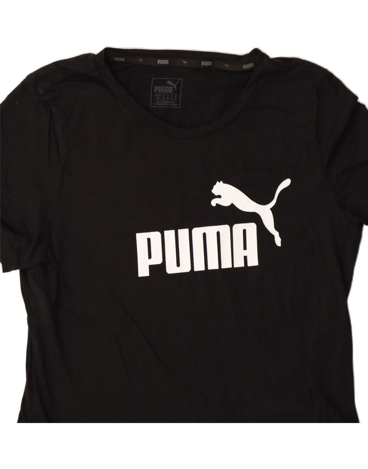 PUMA Womens Graphic T-Shirt Top UK 14 Medium Black Cotton Vintage Puma and Second-Hand Puma from Messina Hembry 