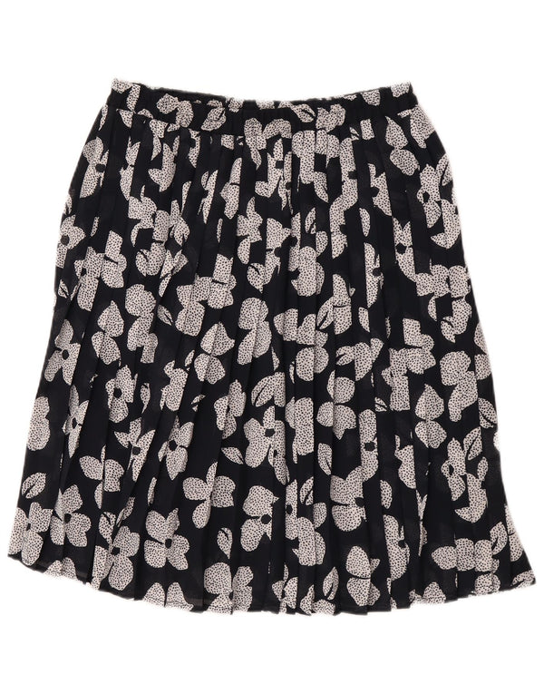 Vintage plisseret nederdel til kvinder W30 Medium Black Floral