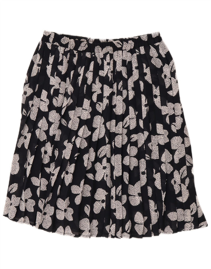 Vintage plisseret nederdel til kvinder W30 Medium Black Floral