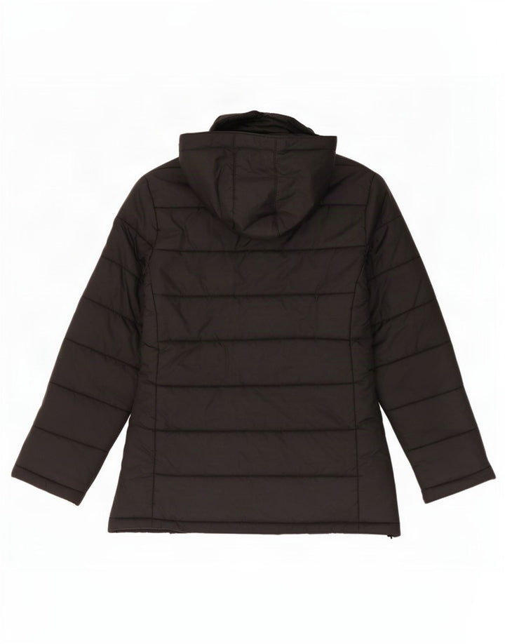 Zara Dame Hætte Polstret Jakke UK 14 Medium Sort Nylon
