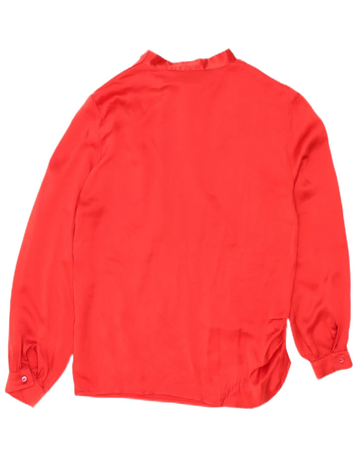 Vintage Dame Langærmet Bluse Top IT 42 Medium Rød