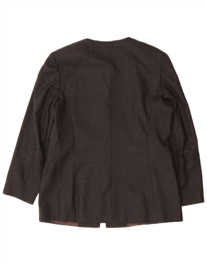 Vintage dame Longline 4-knaps blazerjakke IT 48 XL Grå uld