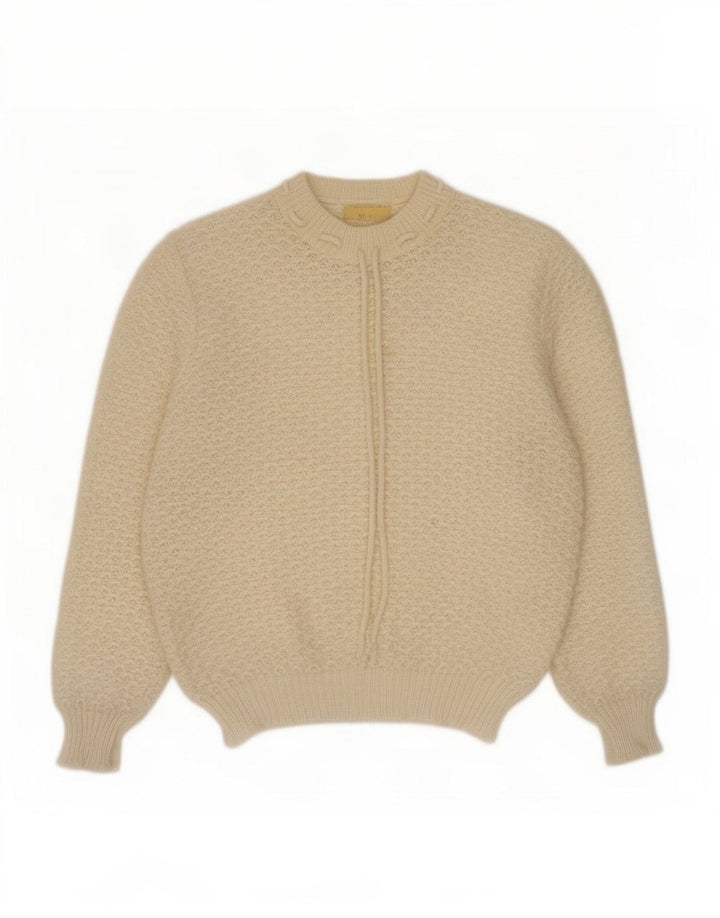 Vintage dame sweater med rund hals DK 14 Medium Beige