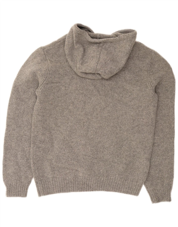 Jack Wills Herre Hooded Button Neck Jumper Sweater Medium Grey Uld