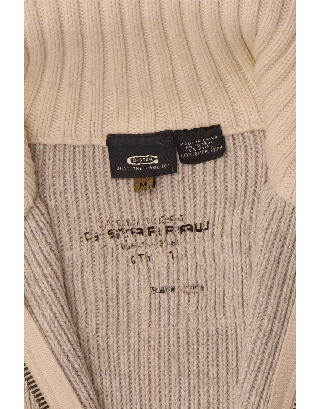 G-Star Herre grafisk cardigan sweater Medium Beige Bomuld