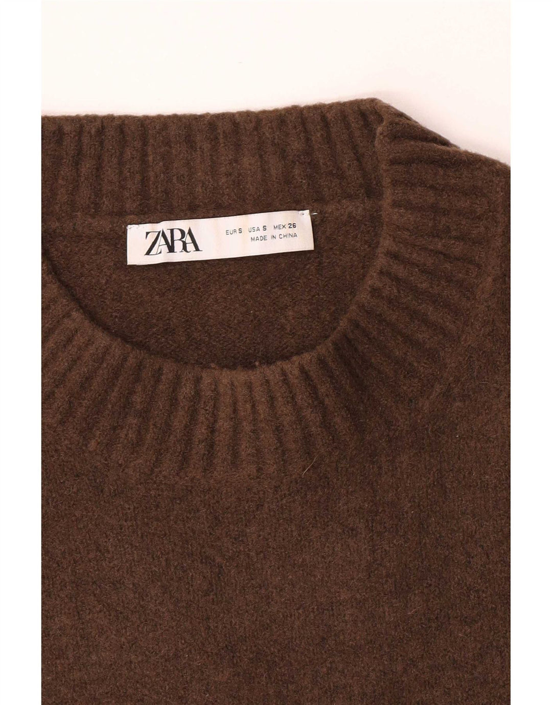 Zara Dame Oversized Boat Neck Jumper Sweater UK 10 Small Brown