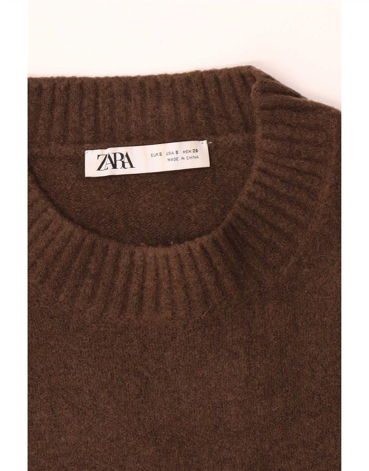 Zara Dame Oversized Boat Neck Jumper Sweater UK 10 Small Brown