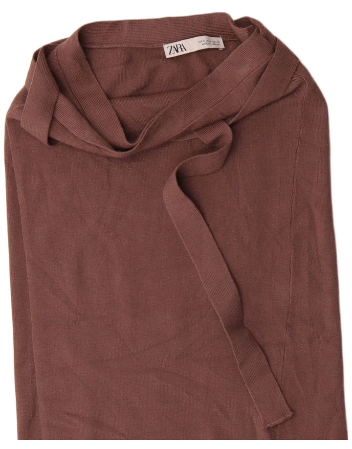 Zara Womens Knit Wrap Nederdel Small W26 Brun