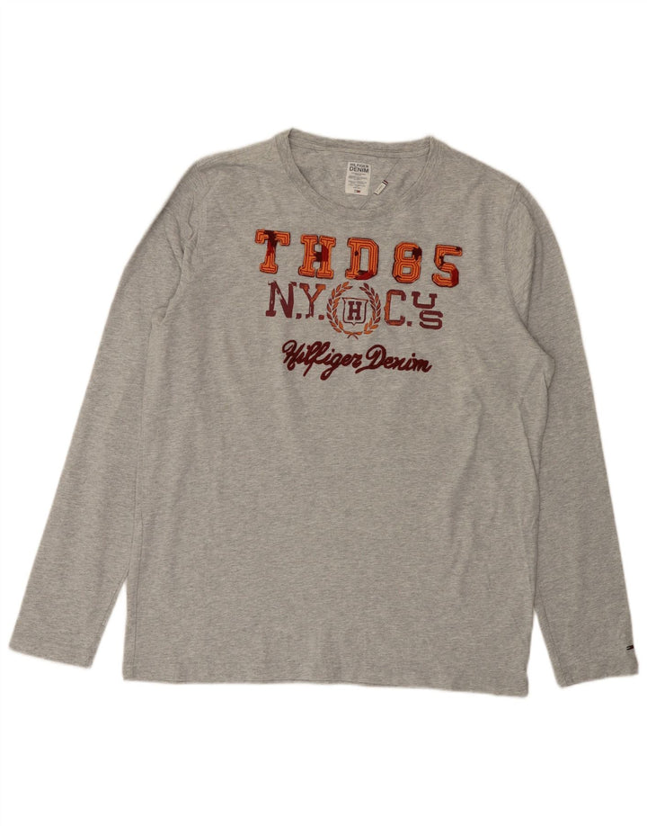 Tommy Hilfiger Herre Grafisk Top Langærmet 2XL Grå Bomuld