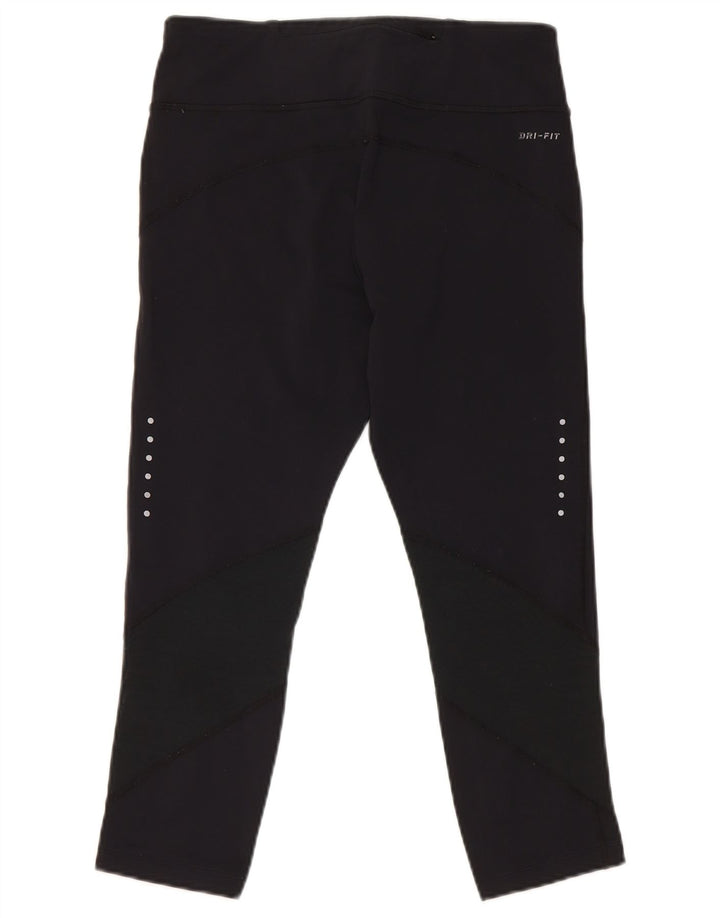 Nike Dame Dri Fit Capri Leggings UK 12 Medium Sort Nylon