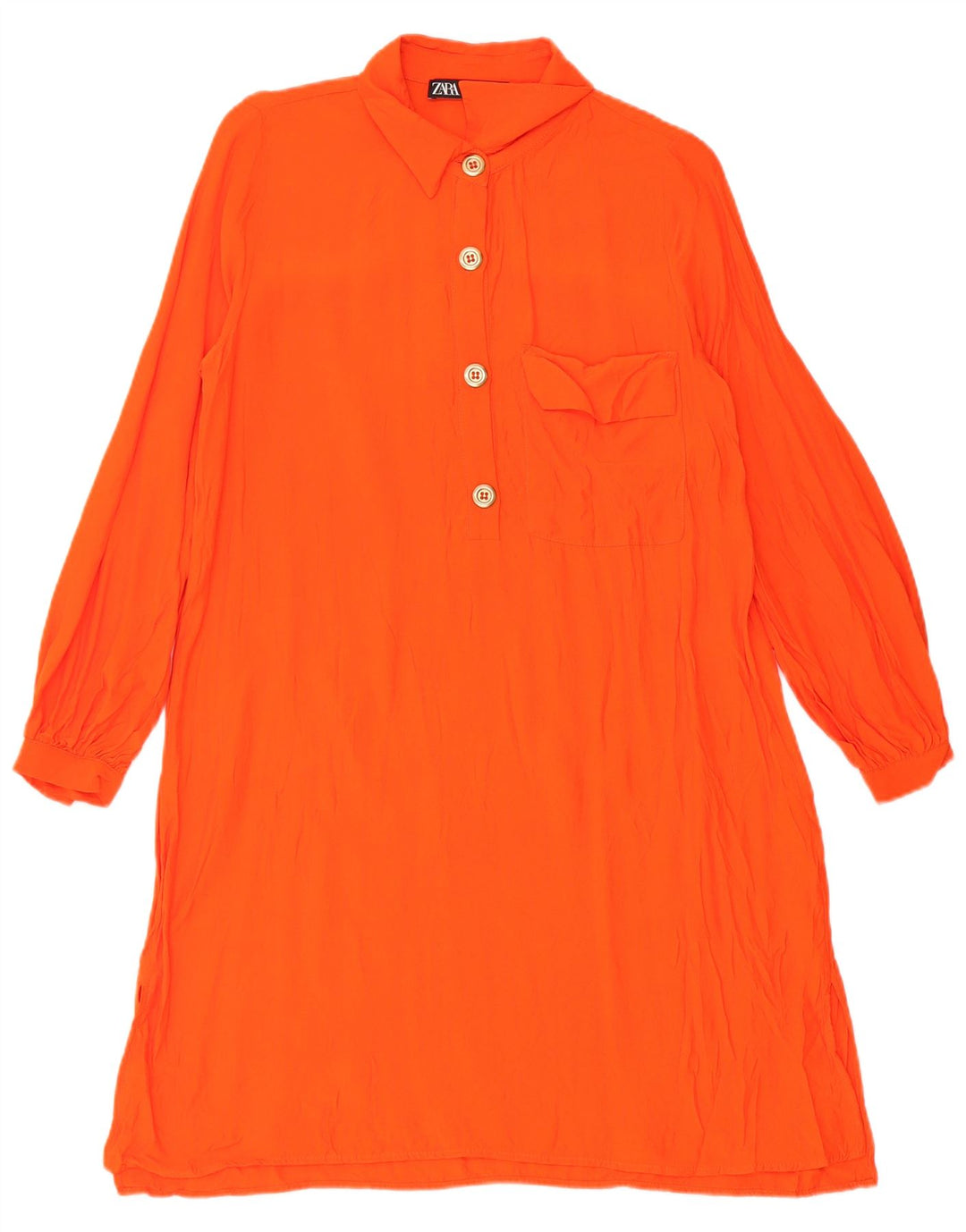 Zara Dame Pullover Shirt Dress UK 10 Small Orange Viscose
