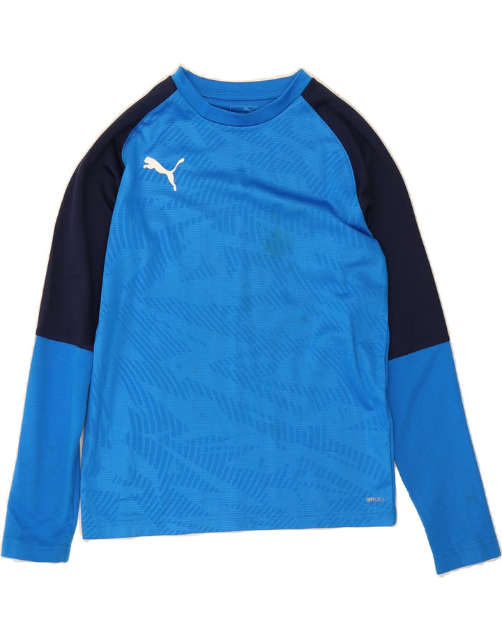 PUMA Boys Top Long Sleeve 13-14 Years Blue Colourblock Vintage Puma and Second-Hand Puma from Messina Hembry 