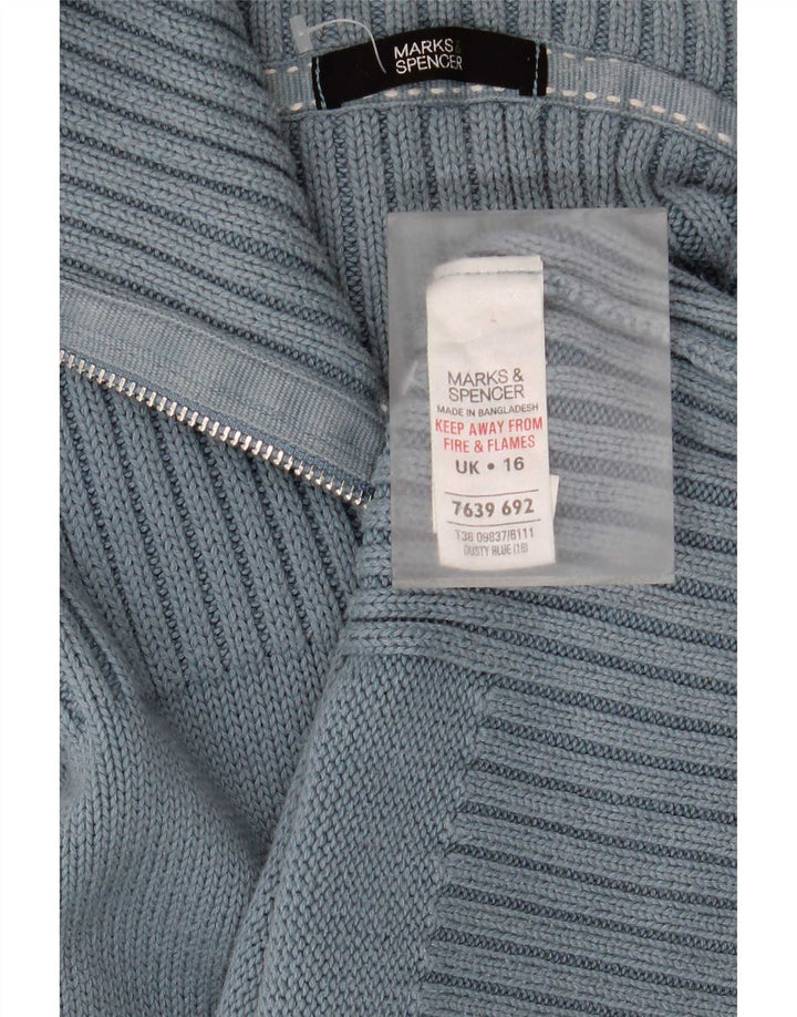Marks & Spencer Dame Cardigan Sweater UK 16 Large Blue Cotton