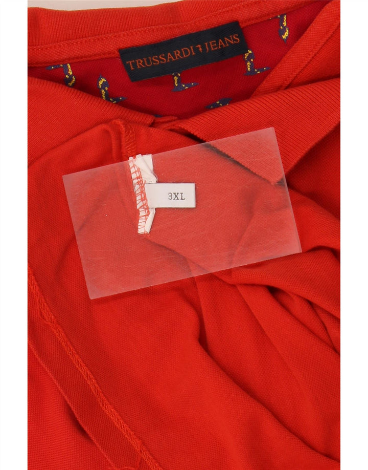 TRUSSARDI JEANS Mens Polo Shirt 3XL Red Vintage Trussardi Jeans and Second-Hand Trussardi Jeans from Messina Hembry 