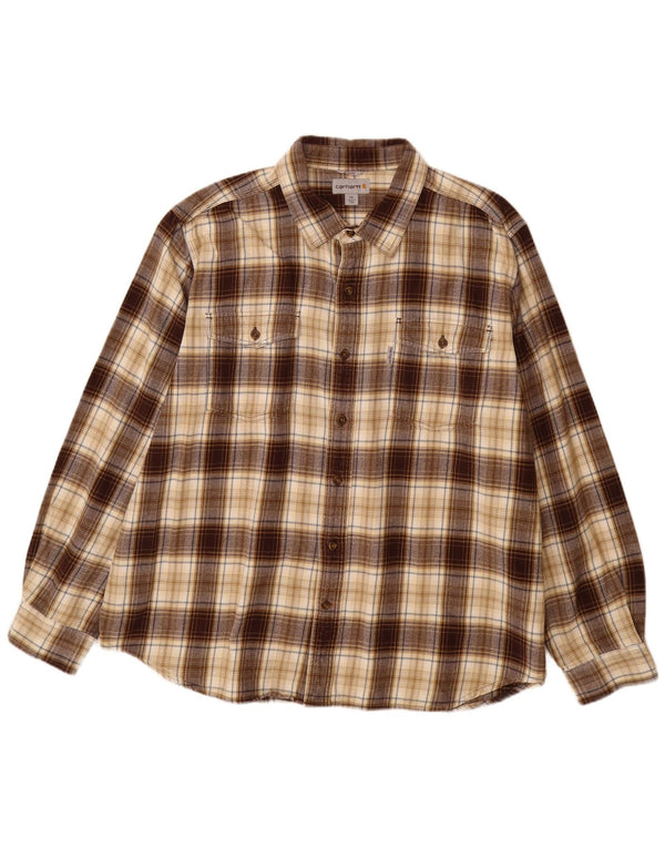 CARHARTT Herre Slim Fit Flanellskjorte 2XL brun ternet bomuld
