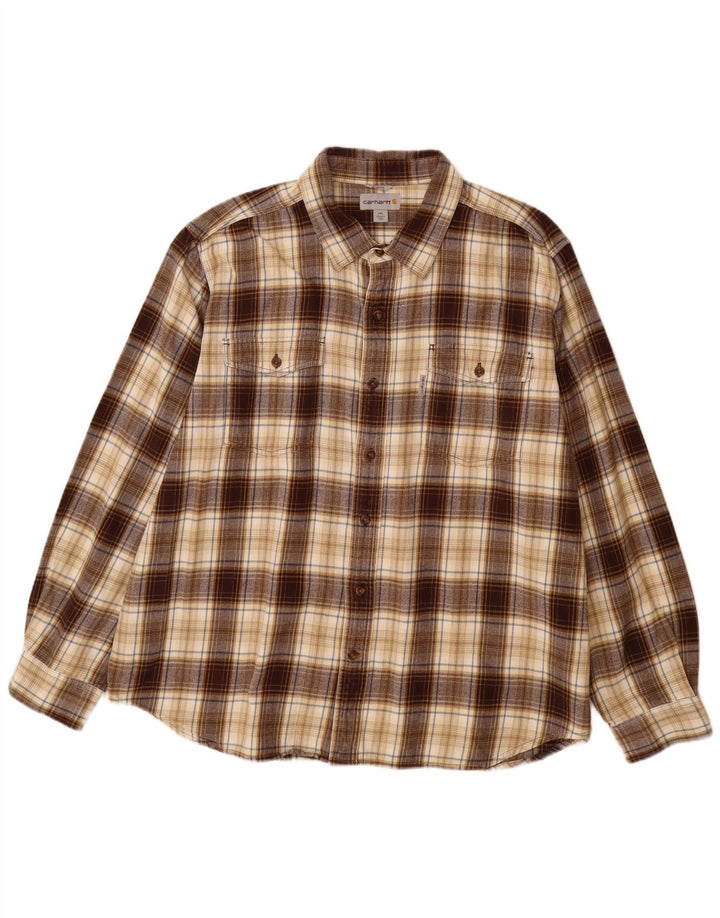 CARHARTT Herre Slim Fit Flanellskjorte 2XL brun ternet bomuld
