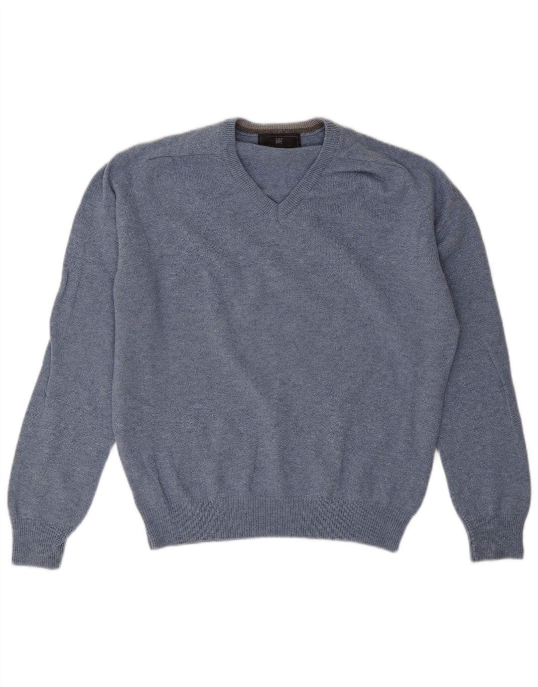Marks & Spencer Herre Regular Fit V-hals sweater Medium Blue Wool