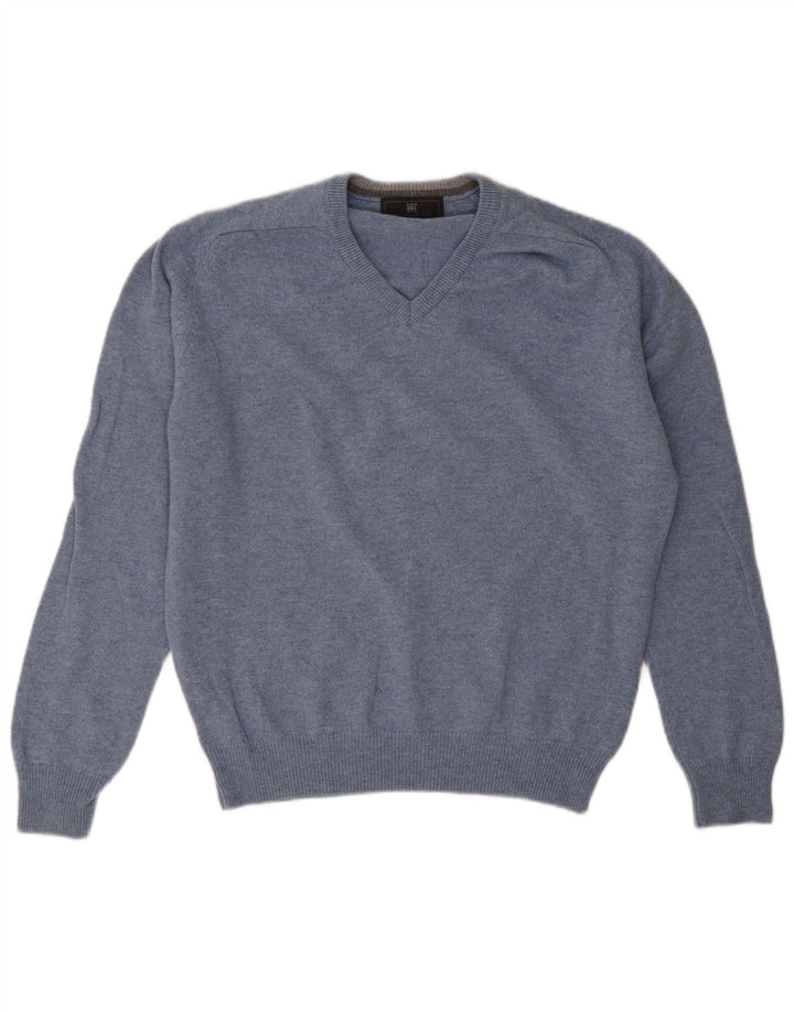 Marks & Spencer Herre Regular Fit V-hals sweater Medium Blue Wool
